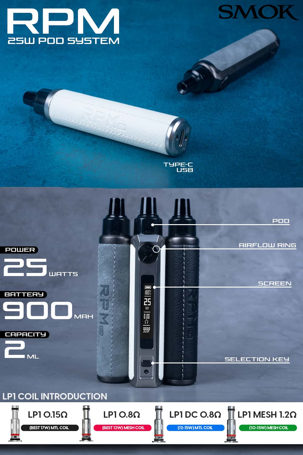 SMOK RPM 25W Leather Pod System